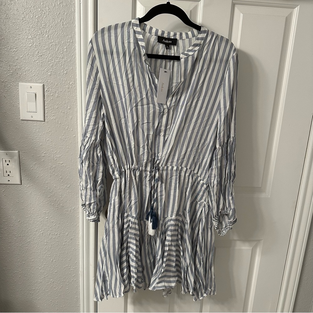 NWT Blue and White Stripe Flow Dress